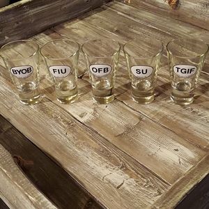 Cocktail glasses with funny acronyms